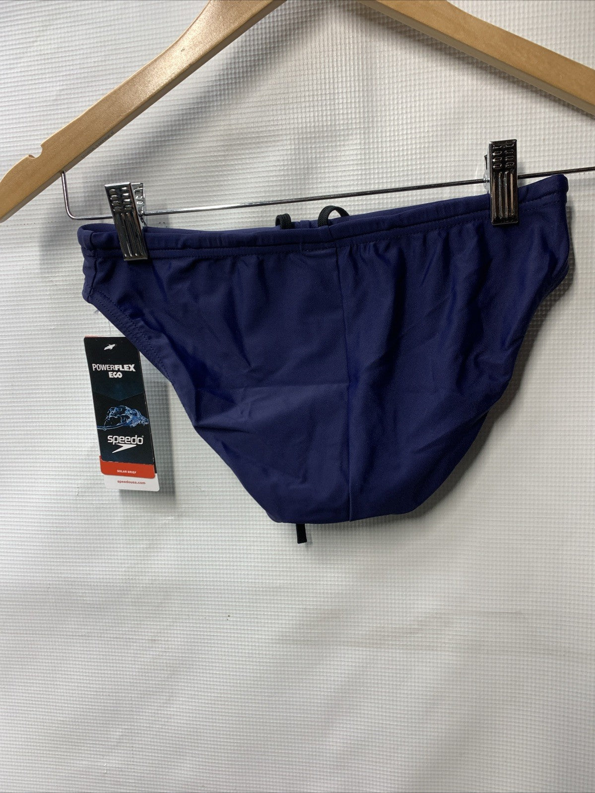 Men's Speedo Power FLEX Eco Core Solid Brief Swimsuit Navy Size 30 Underwear
