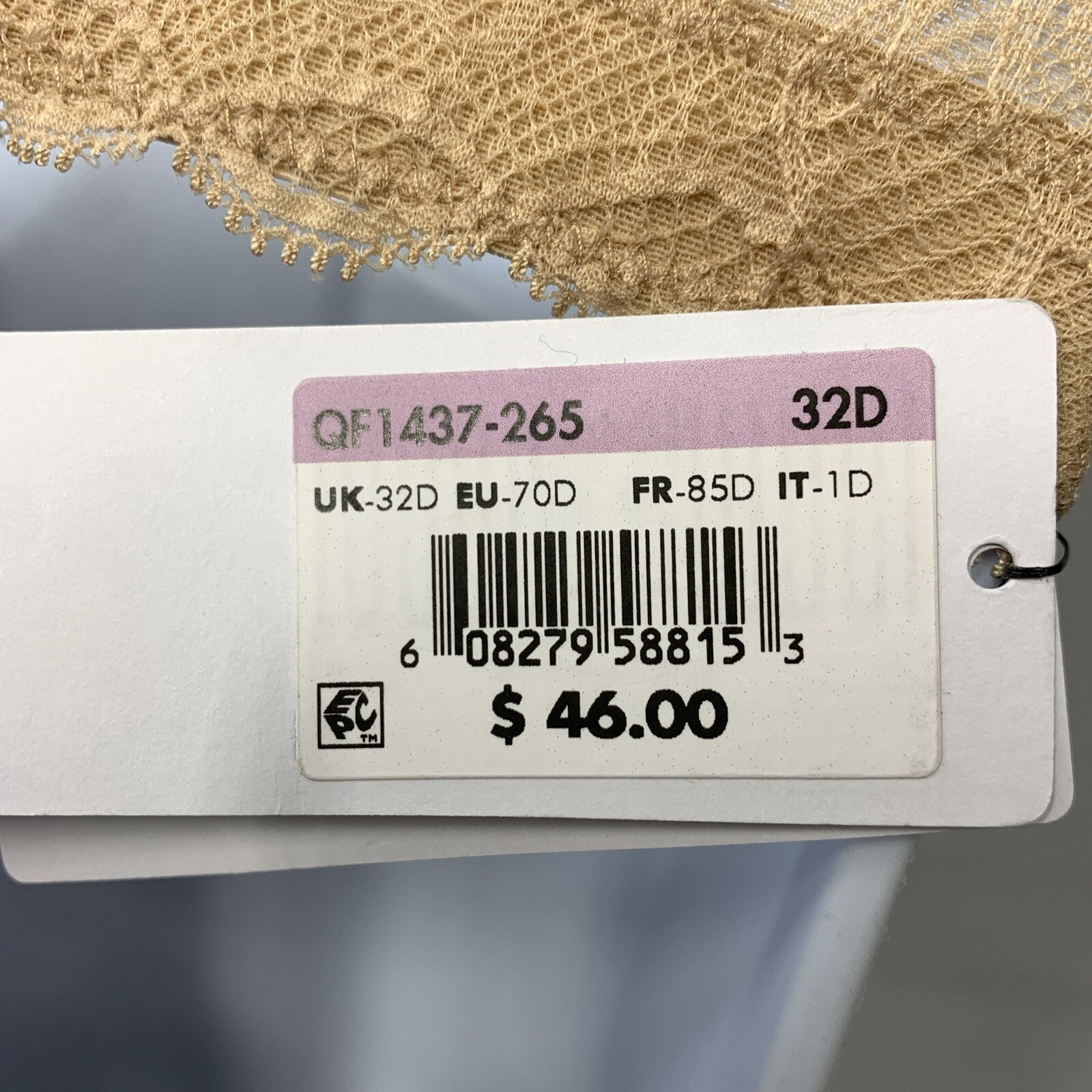 CALVIN KLEIN Seductive Comfort Lace Strapless Convertible Nude Push Up Bra - 32D