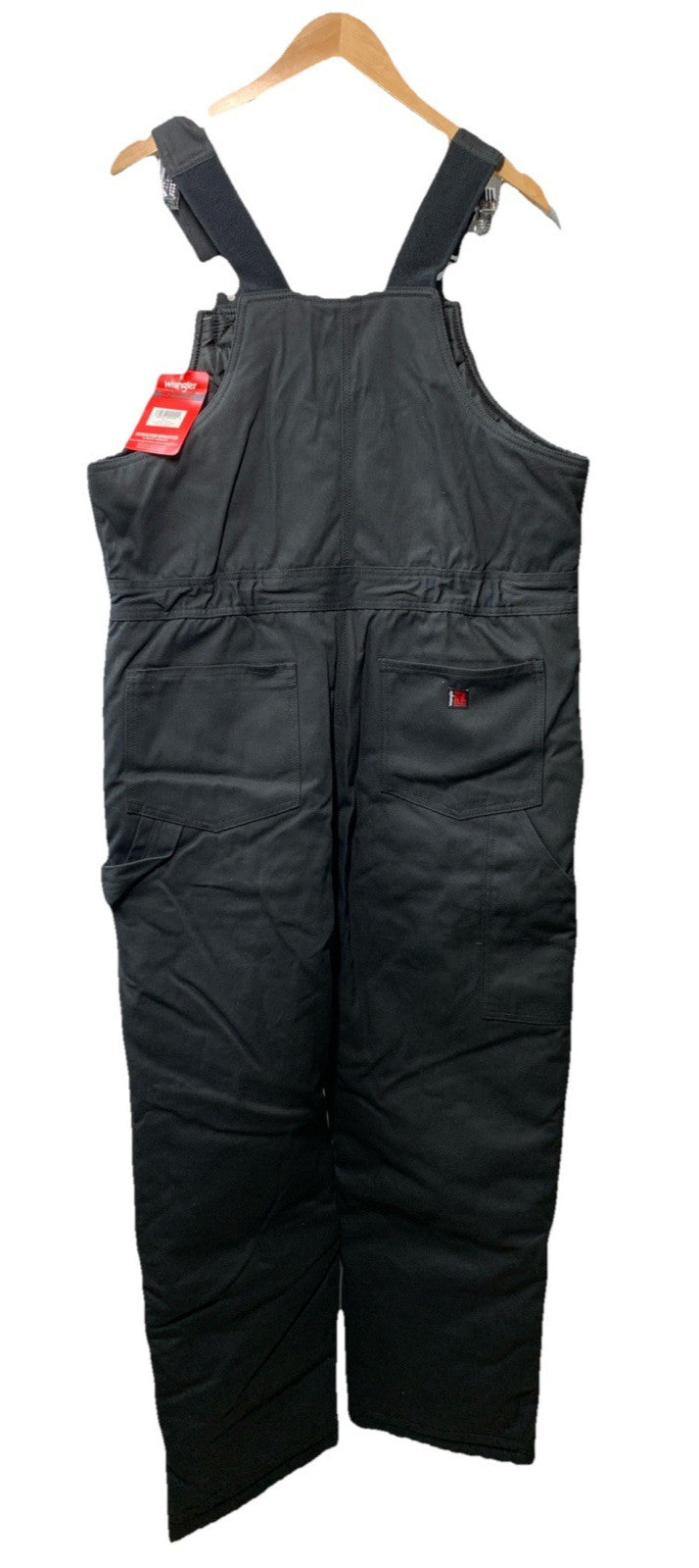 Wrangler 65145 Men's Insulated Duck Bibs Workwear Black with Pockets Size Large