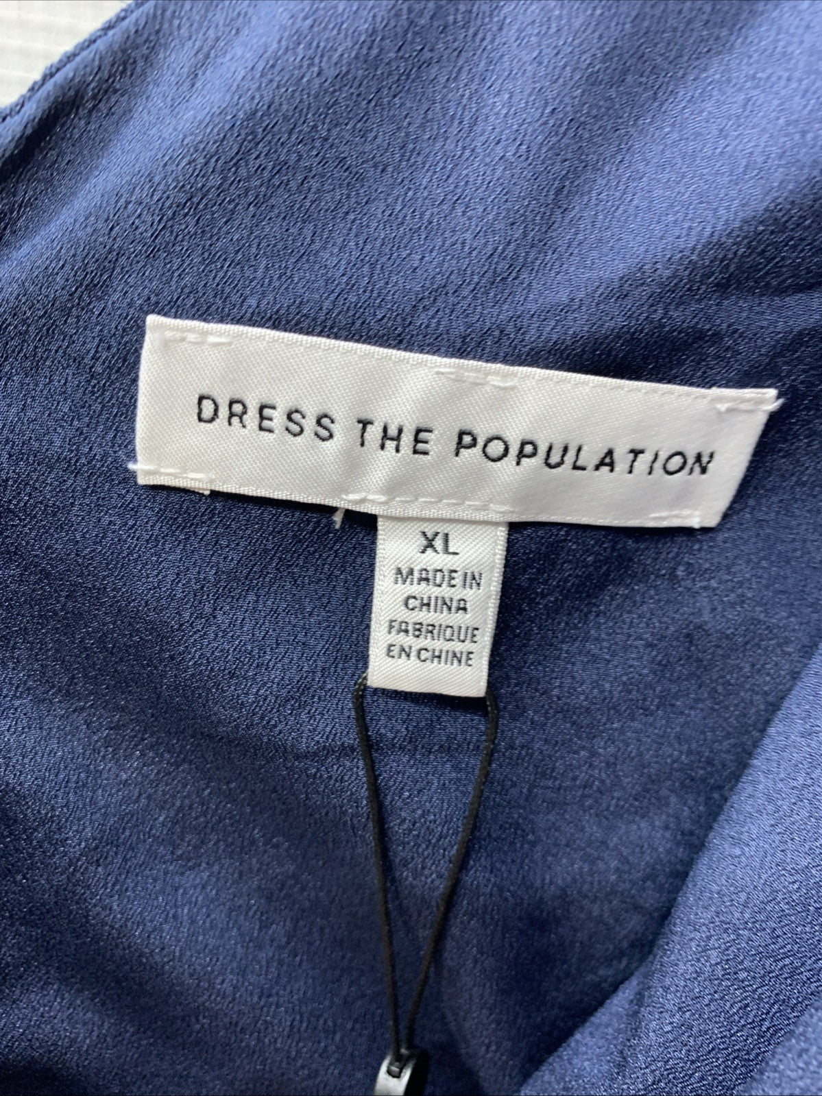 Dress the Population Women's Bodycon Size XL Navy Sleeveless Navy Blue V-neck