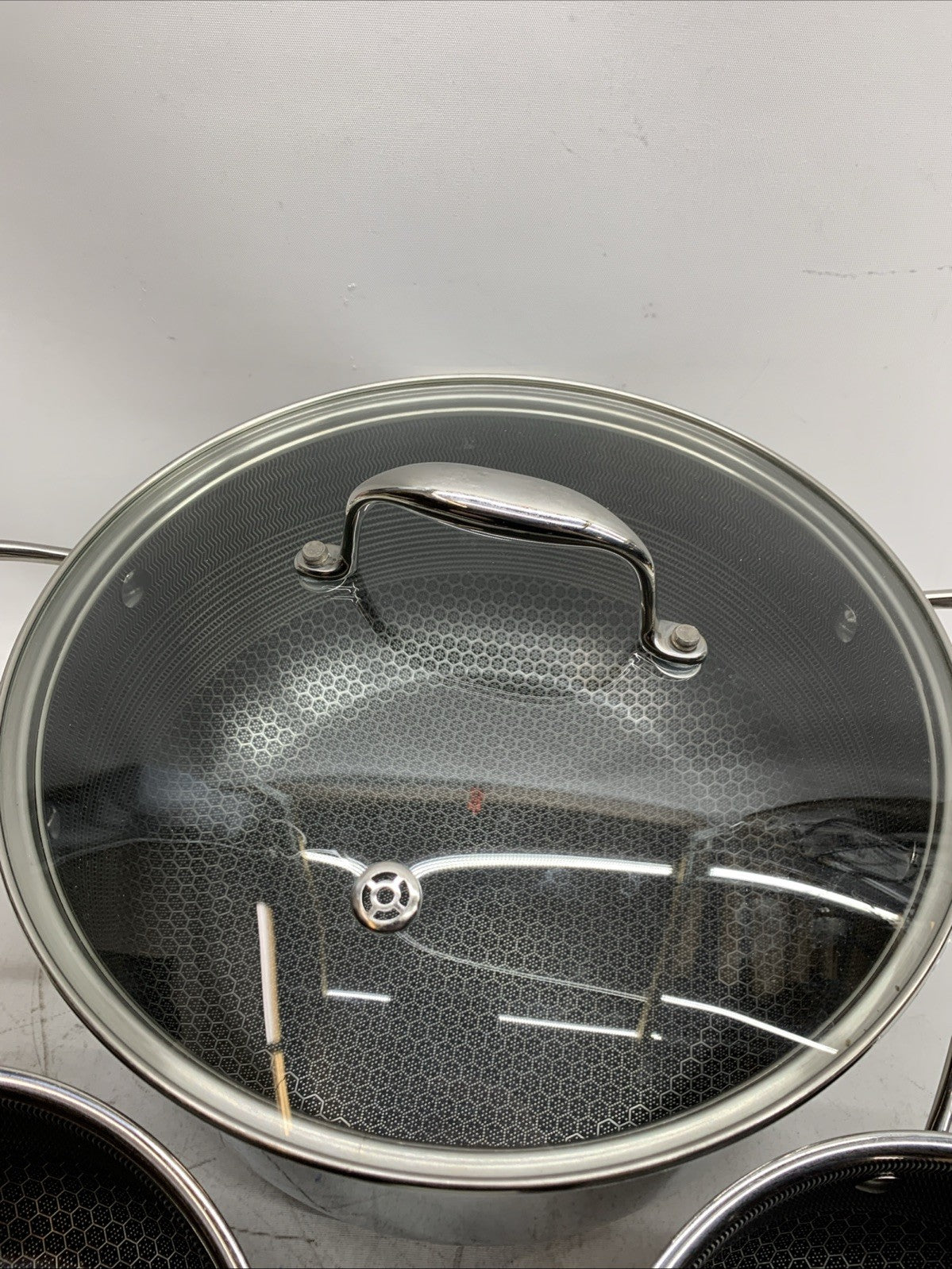 HexClad Hybrid Nonstick 6-Piece Pot Set 8, 3 and 2 Quart with Cover Lids - USED