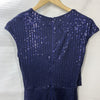 Grace Karin Sparkly Sequin Faux Wrap Short Sleeve Dress V-Neck Navy Size Small