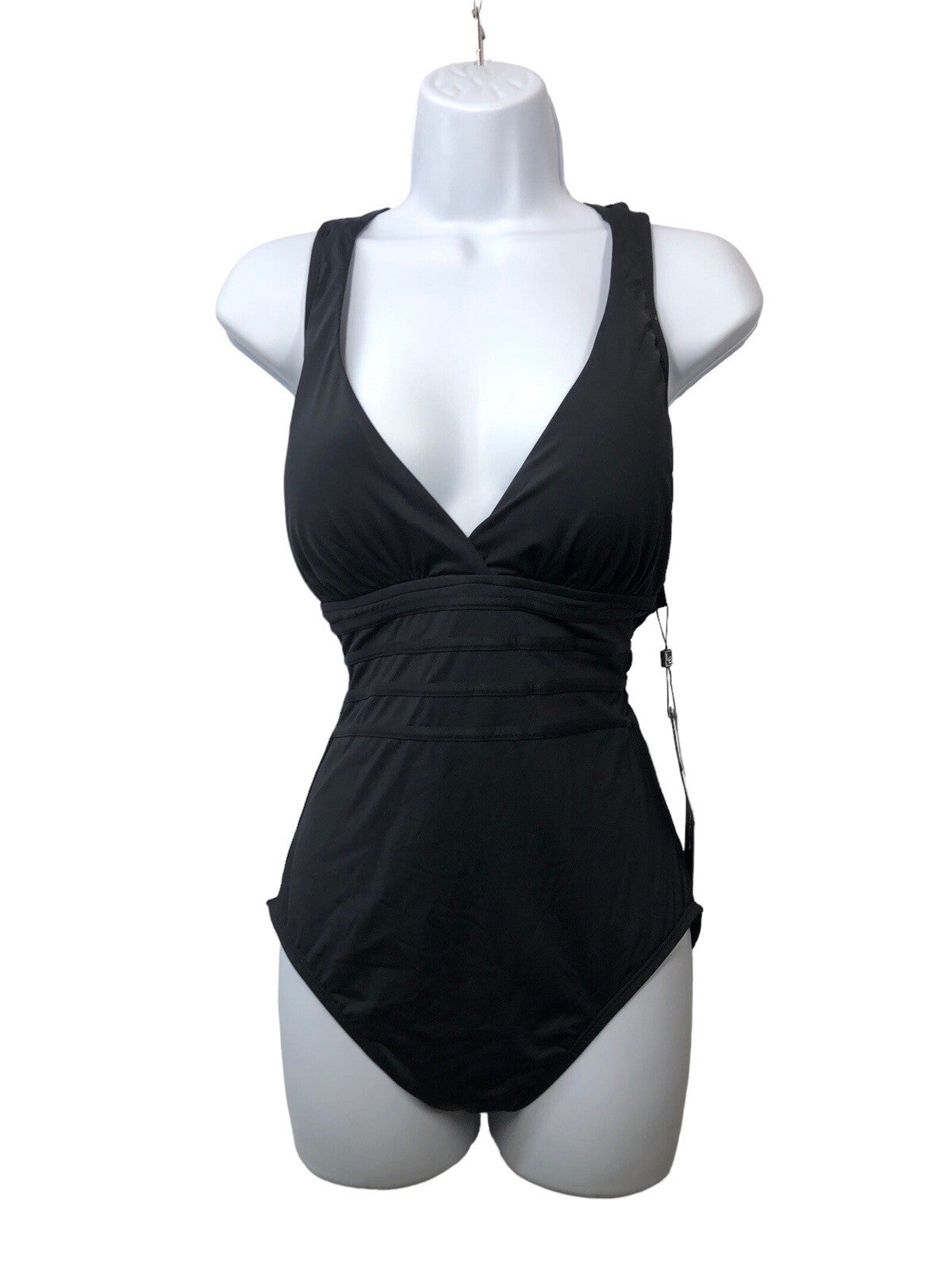 La Blanca Women's Black Island Goddess Multi Strap One-Piece Swimsuit Size 10