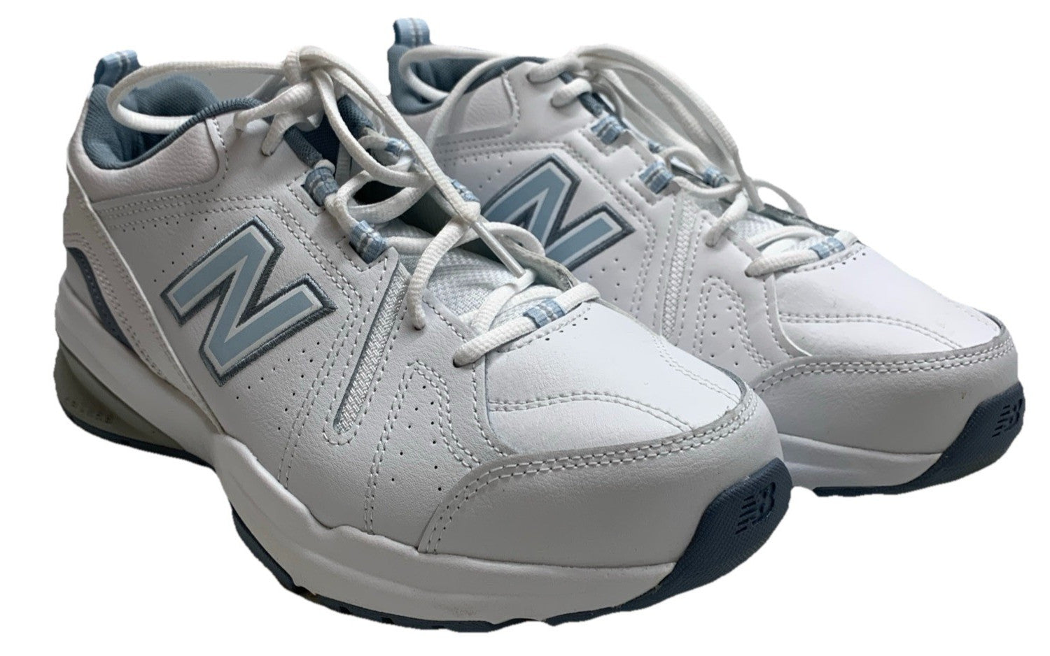 New Balance 608 V5 Womens 10.5 Men's 9 Walking Shoes White Blue Casual Sneakers
