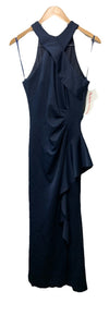Xscape Women's Techno Scuba Criss Cross Halter Neck Ruffle Dress Sleeveless 6P