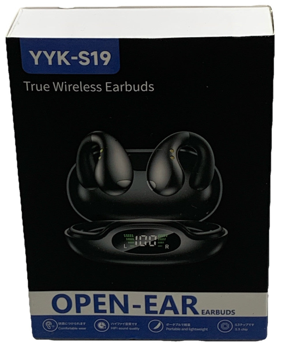 Open Ear Clip On Headphones Bluetooth 5.3 Wireless Earbuds YYK-S19 4HD Mic Black