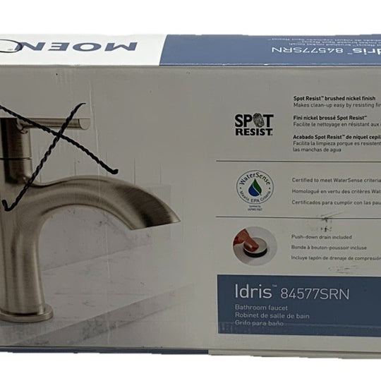 Moen Idris One Handle Bathroom Faucet Modern Deck Mount 84577SRN Brushed Nickle