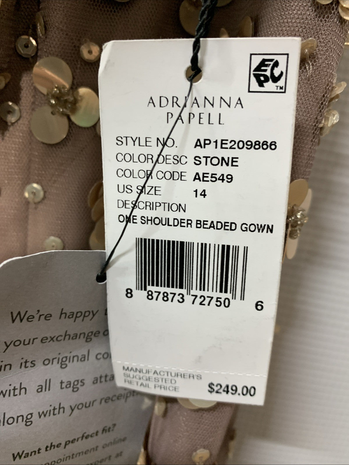 Adrianna Papell Womens One Shoulder Beaded Dress Party Cocktail Size 14 Stone
