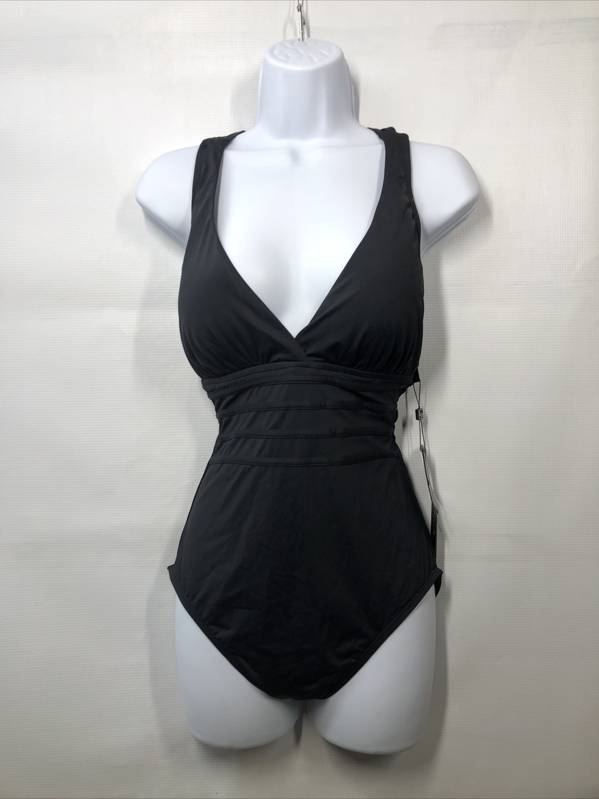 La Blanca Women's Black Island Goddess Multi Strap One-Piece Swimsuit Size 10