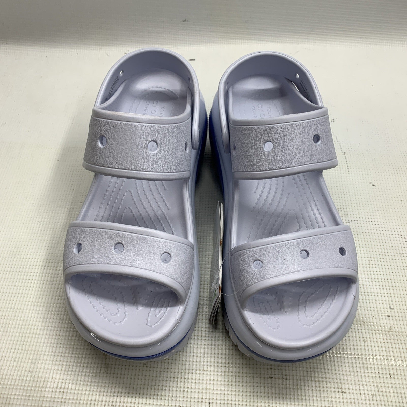 Crocs Classic Mega Crush Platform Sandal White Blue Unisex-Adult Women 9 Men's 7