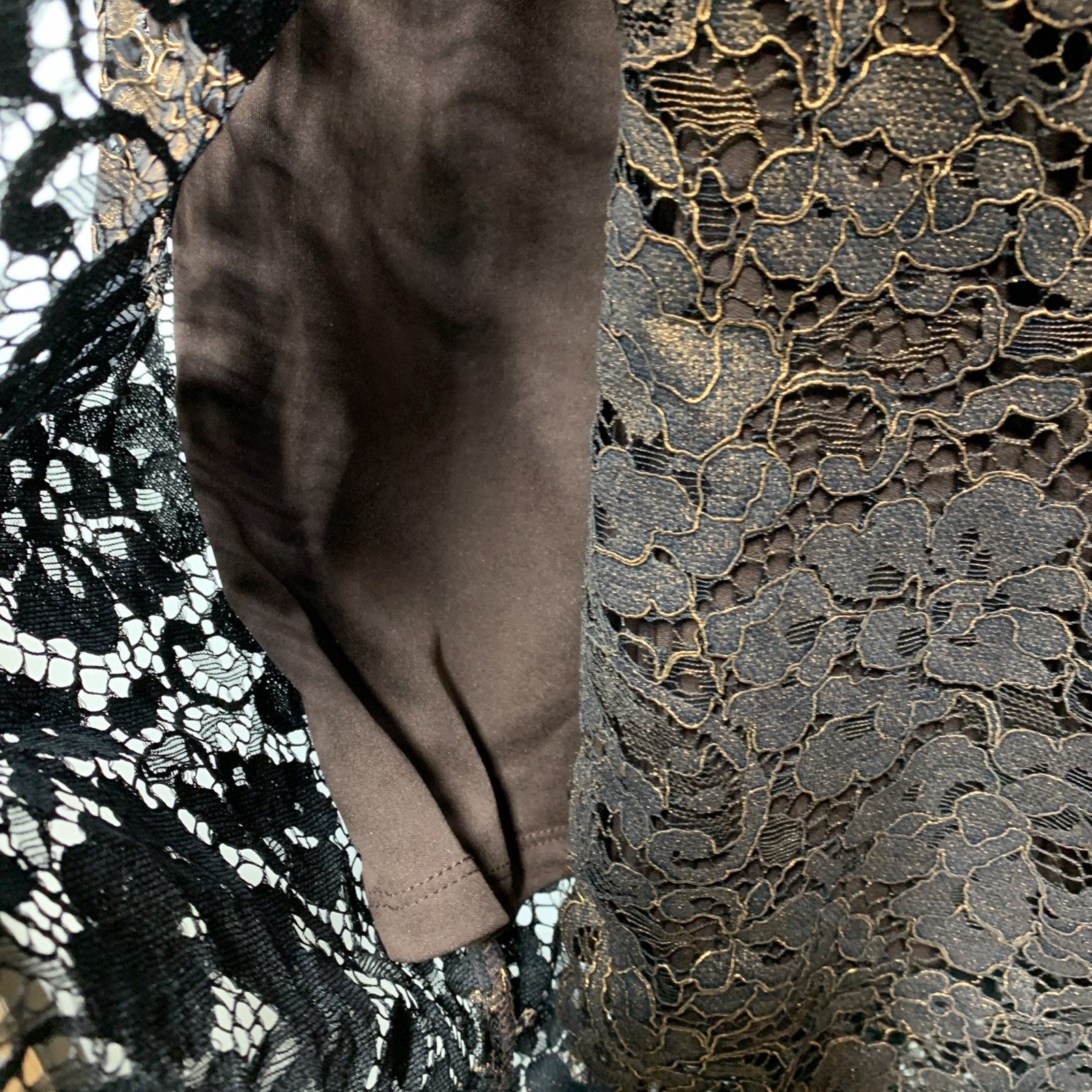 Adrianna Papell Size 18 Bronze Foil Lace Sheath Party Cocktail Dress Sleeveless