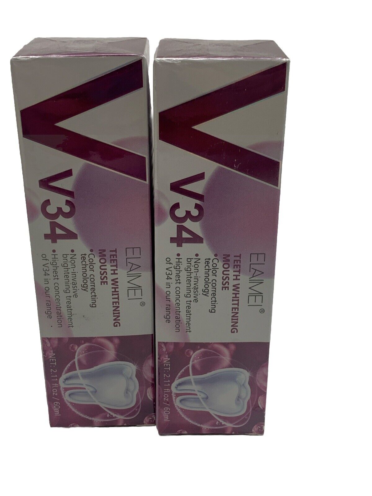 V 34 Color Corrector Toothpaste for Teeth Whitening 30ml Non-invasive Lot Of 2