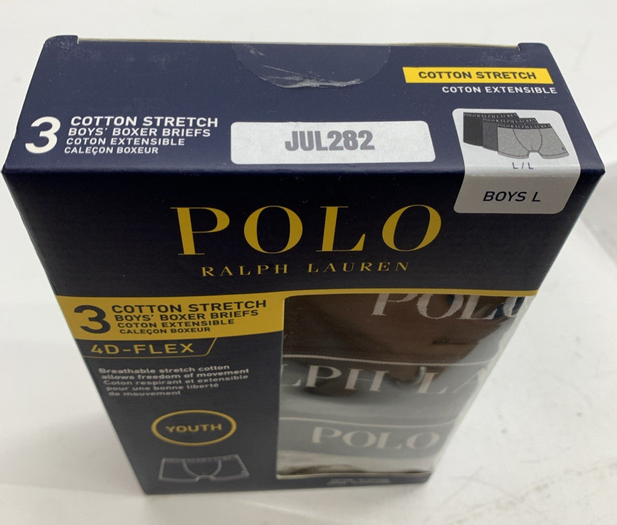 Polo Ralph Lauren 3-pack Boys 4D- Flex Cotton Stretch Gray/black Boxer Briefs L