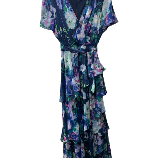 S.L. Fashions Women's Long Dress Flutter Sleeves V-neck Formal Elegant Size 12