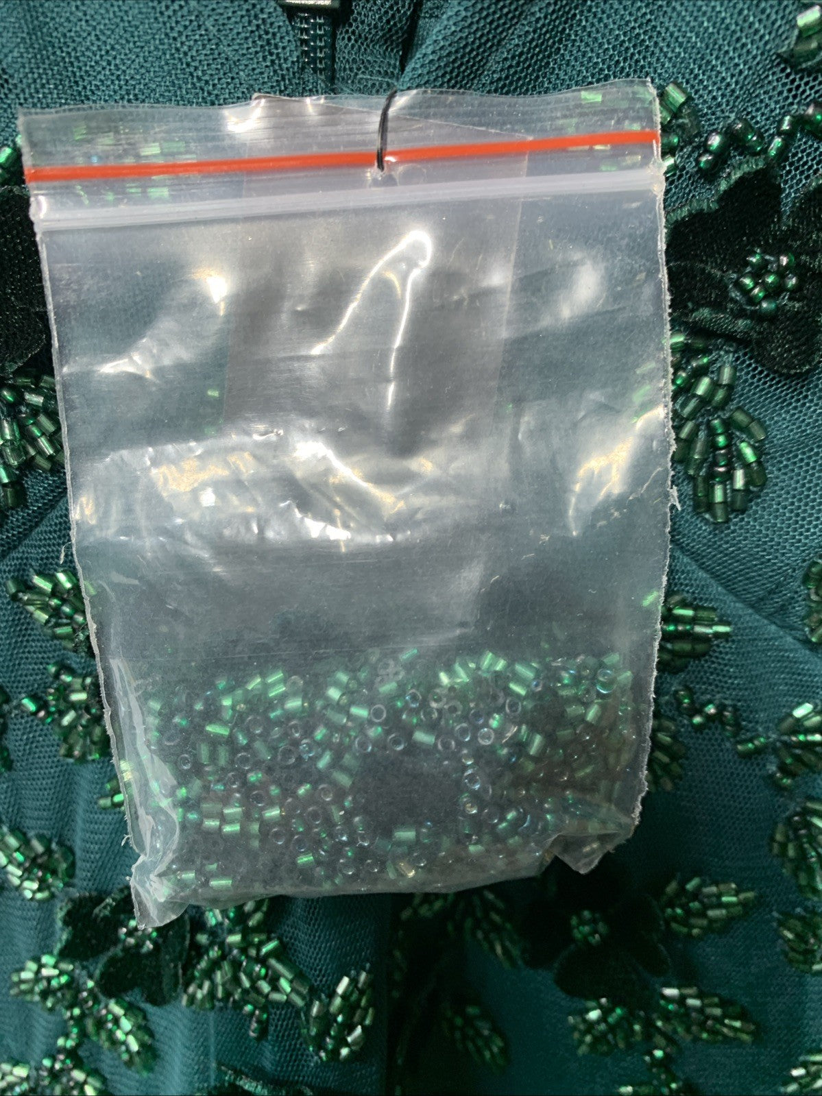 Adrianna Papell Women's Green Beaded Floral Gown Dress Sleeveless V-neck Size 12