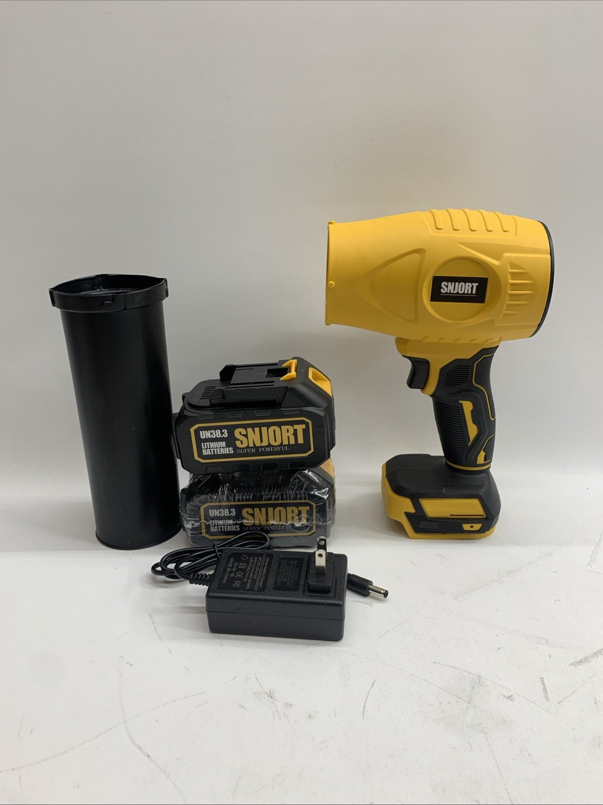 Leaf Blower Cordless with Battery and Charger 300,000 RPM Extended Nozzle Yellow