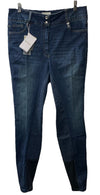 Horze Kaia Womens High Waist Denim Silicone Full Seat Breeches Dark Blue Size 32