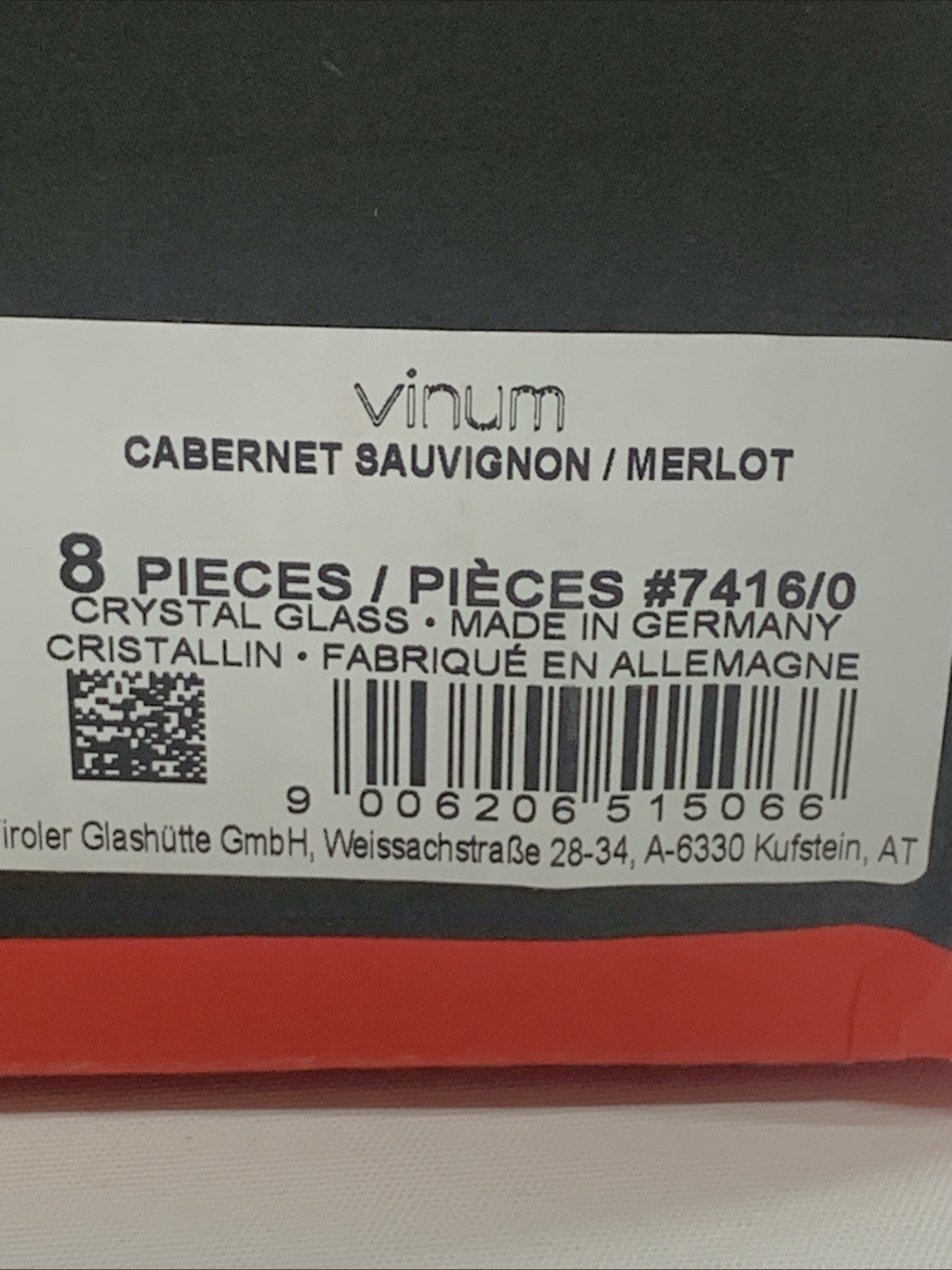 Riedel 21.5 fl oz Vinum Cabernet Sauvignon/Merlot Wine Glasses 7416/0 - 8 Pack