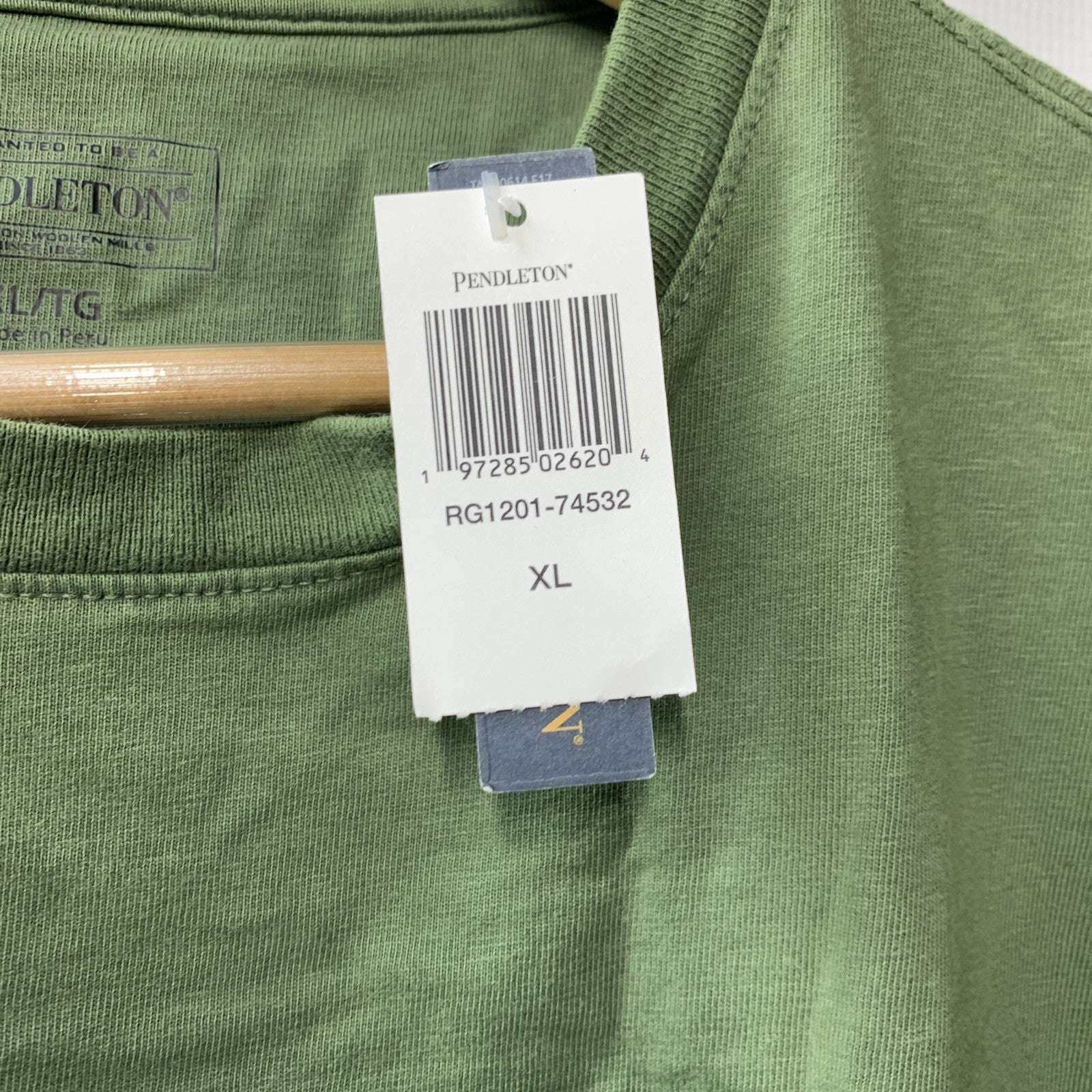 PENDLETON Men's Classic Short sleeves Shirt w/Green Pocket RG1201-74532 Size XL