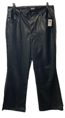 DKNY Black Women’s Soft Faux Leather Mini Boot Flare Long Pants Size 10 Black