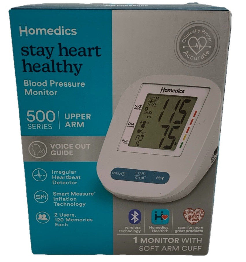 Homedics Upper Arm 500 Series Blood Pressure Monitor Voice Out Guide Wireless