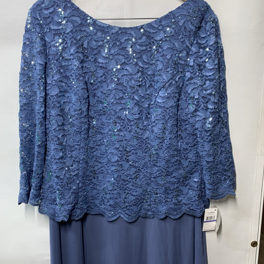 Alex Evenings Women's 3/4 Sleeve Stretch Lace Bodice Mock One Piece Gown Size 18