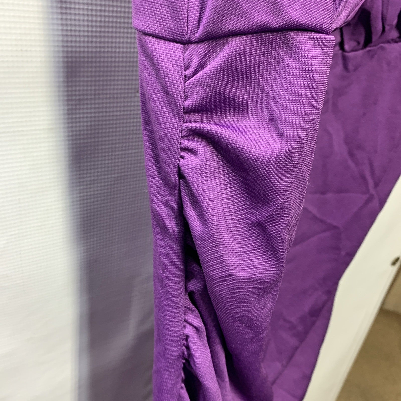 GRACE KARIN Cocktail Party Dress Sleeveless Ruched Size Large Purple Front Drape