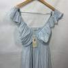 Ramy Brook Dress Satin Tiered Ruffle Baby Blue Nelly Smocked Dress XXS V-Neck