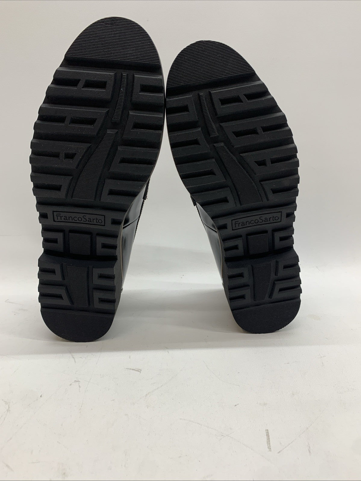 Franco Sarto Womens L-Carolynn Loafer Size 9.5 W Black Patent Platform Shoe