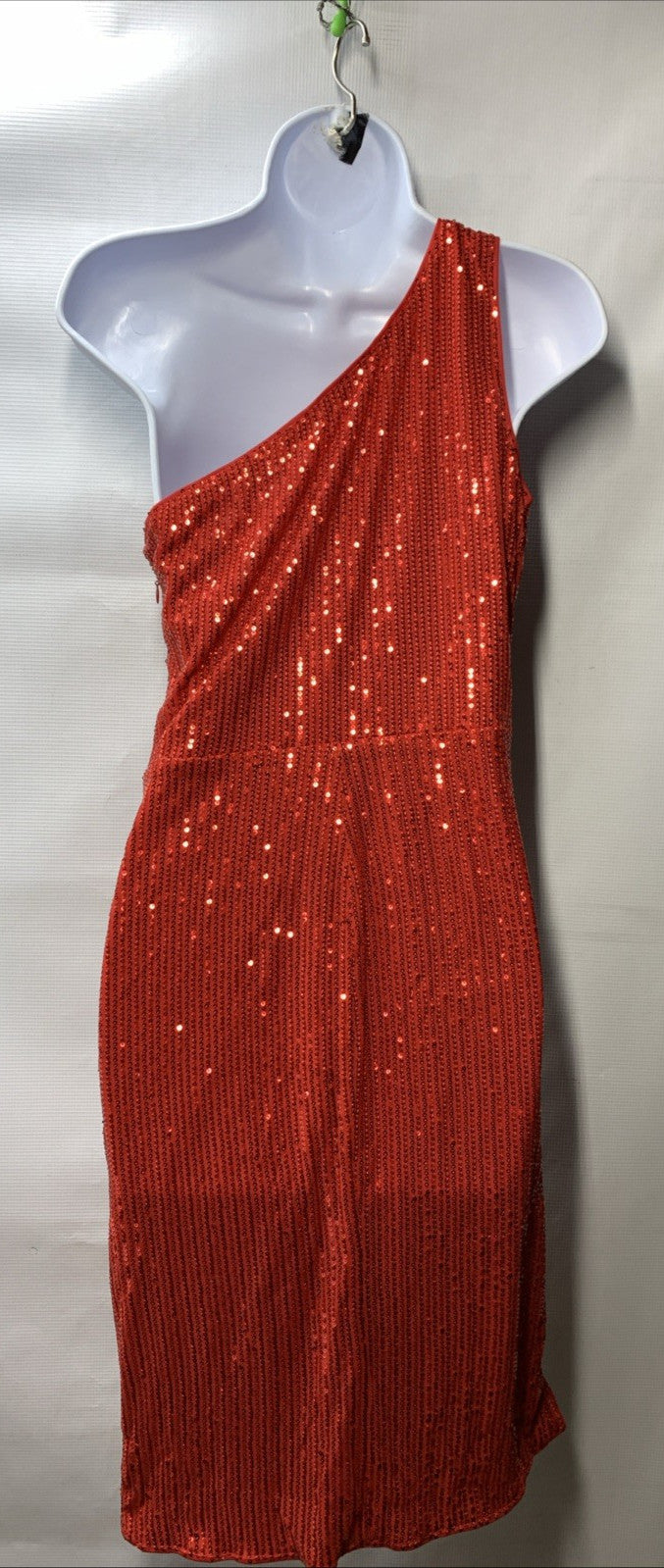 Grace Karin Womens Sequin One Shoulder Dress Party Cocktail Wedding Size M Red
