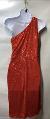 Grace Karin Womens Sequin One Shoulder Dress Party Cocktail Wedding Size M Red