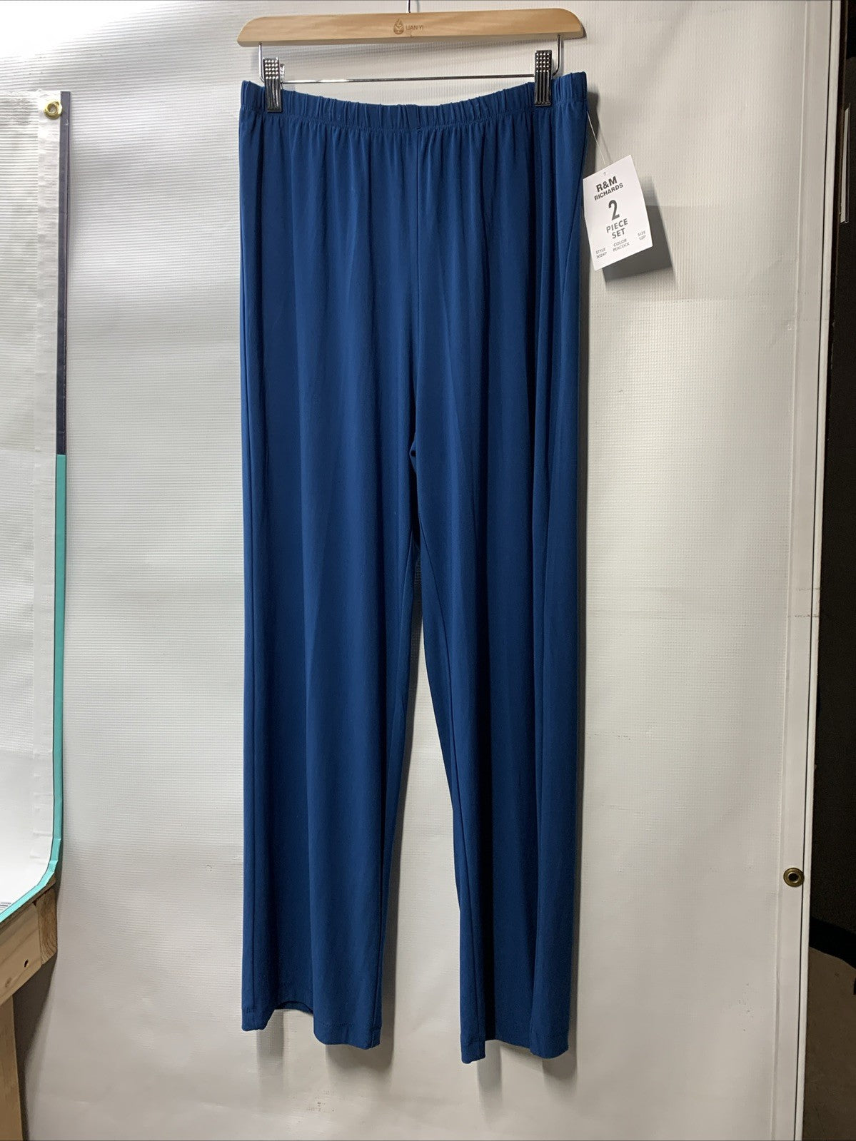 R&M Richards Women's Classic Pants 2 Piece Set 12P Blue 3024P Illusion Sleeves