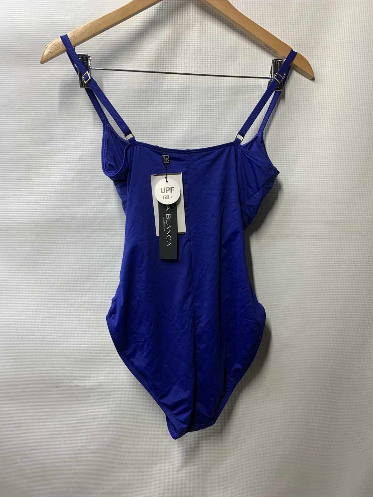 La Blanca One Piece Swimsuit Island Goddess Shirred Side Bathing Suit Size 10