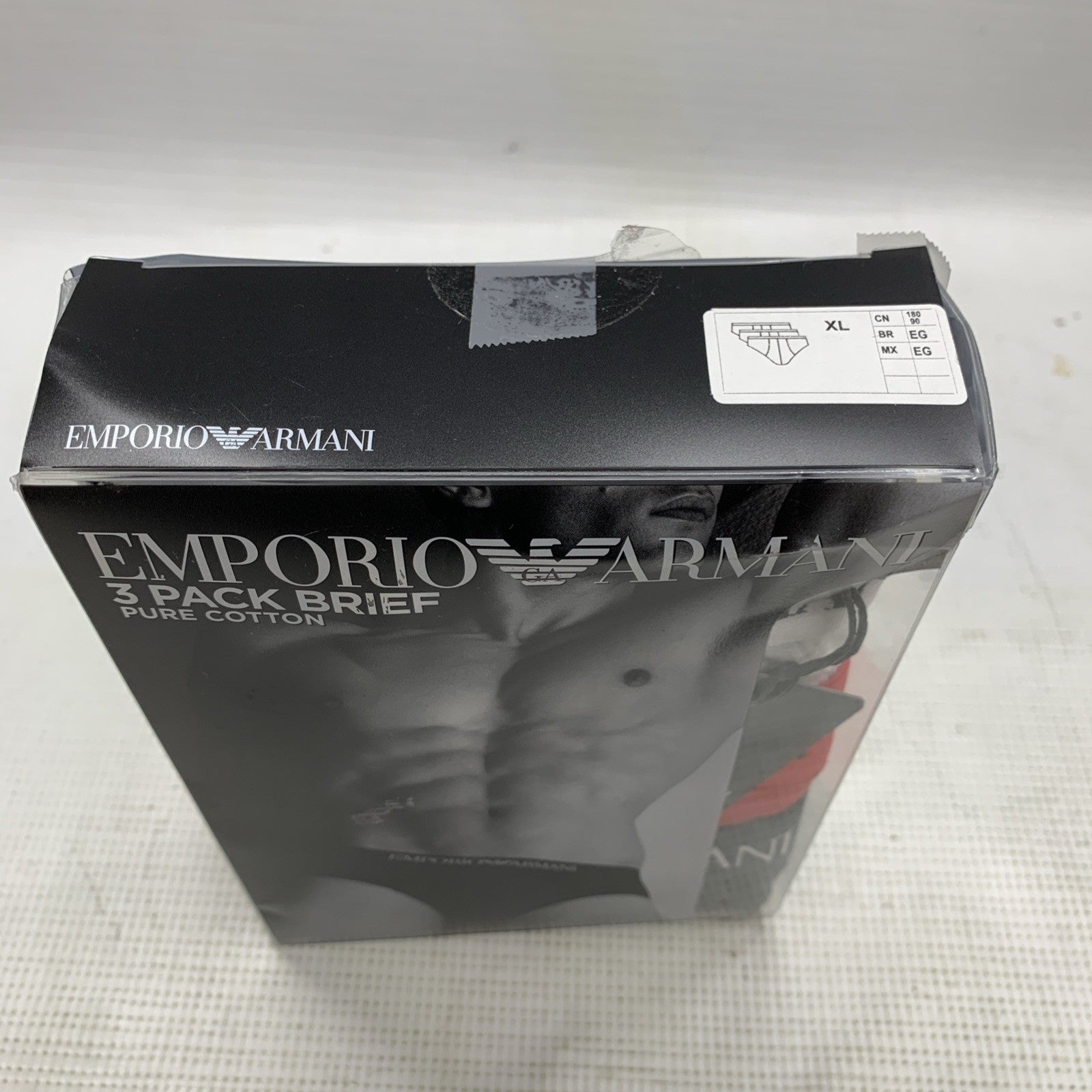EMPORIO ARMANI Brief Pure Cotton White Red Black Size XL Underwear - 3 Pack
