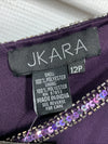 J Kara Women's Caplet Short Cocktail Beaded Party Dress Size 12P Pull On Purple