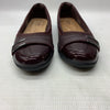 Clarks Women's Leather Ballet Flat Meadow Rose Wine Sandal Size 6.5M Slip-on