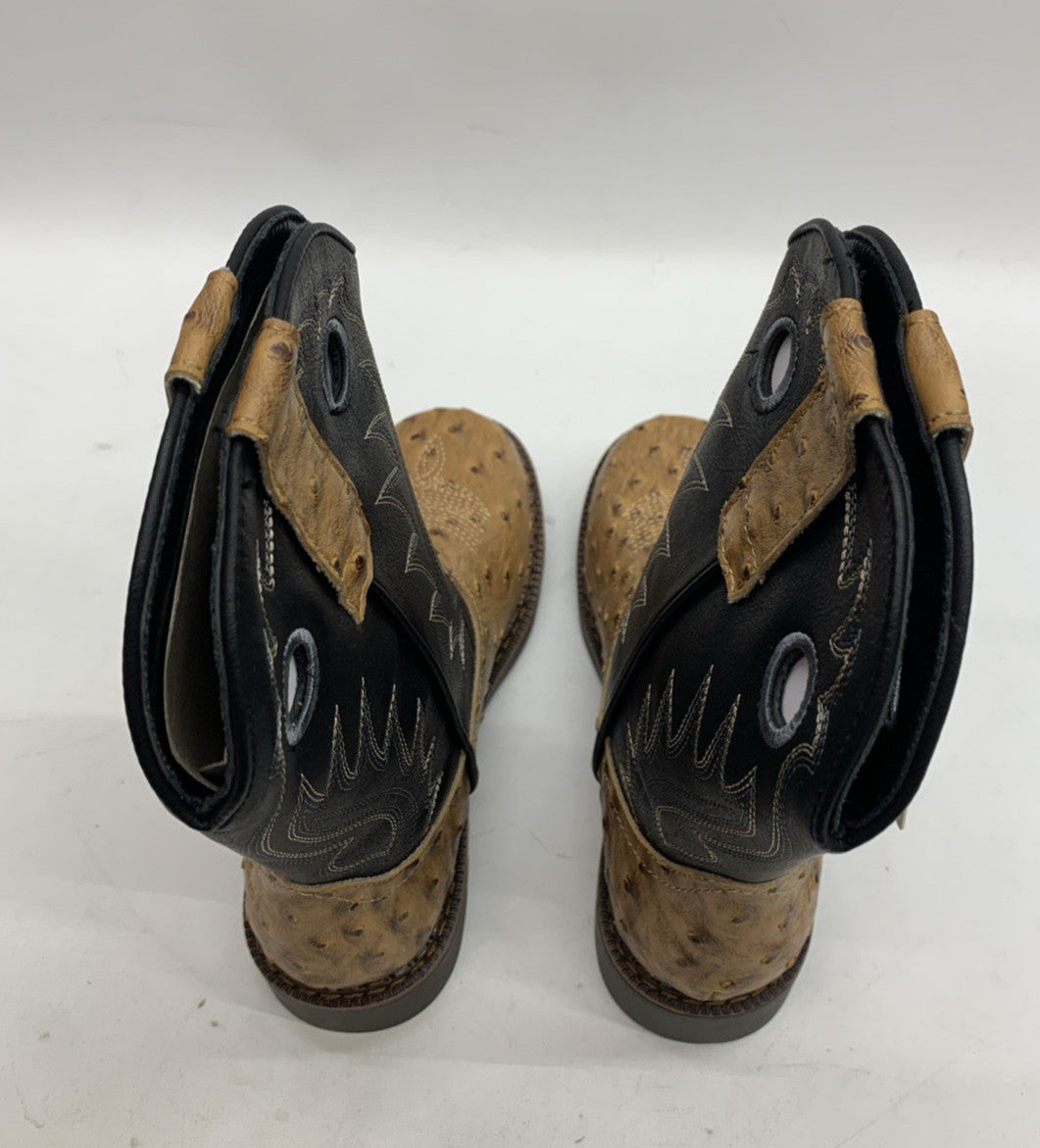 Rollda Kids Cowboy Boots Boys Girls Square Toe Mid Calf Rodeo Western Boots 3