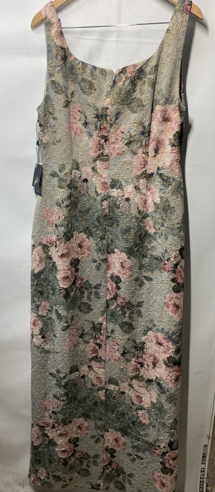 Adrianna Papell Women's Matelasse Long Dress Sleeveless 16 Slate/Blush Floral