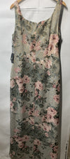 Adrianna Papell Women's Matelasse Long Dress Sleeveless 16 Slate/Blush Floral