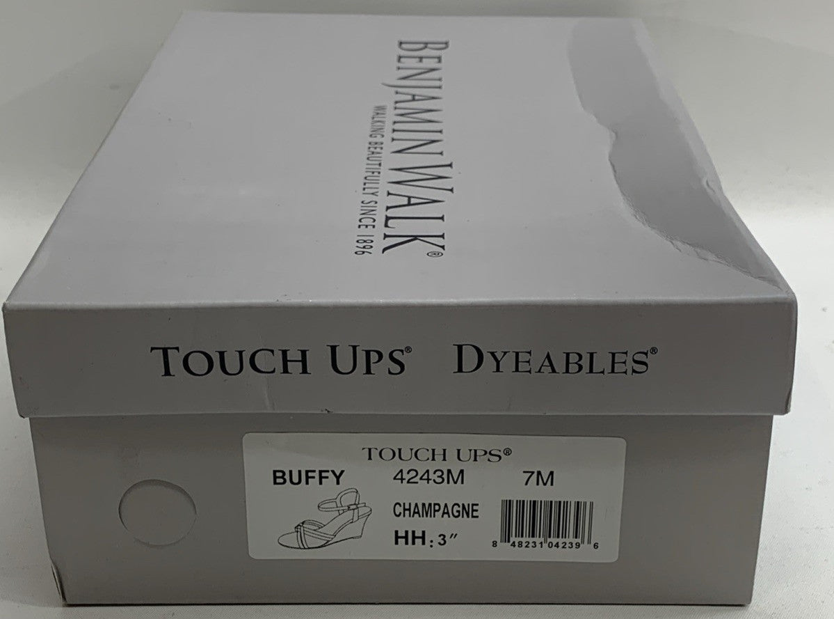 Touch Ups Buffy Women's Wedge Heel Classic Sandal 4243M Size 7M Buckle Champagne