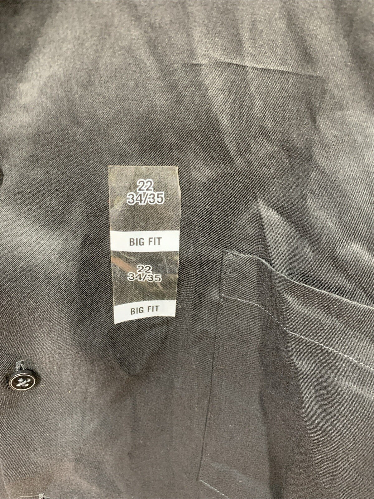 Van Heusen Black Button Up Stain Shield Big Fit Stretch Shirt Mens Size 22 34/35