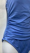La Blanca Blue One Piece Island Goddess Shirred Side Bathing Suit 10 Swimwear