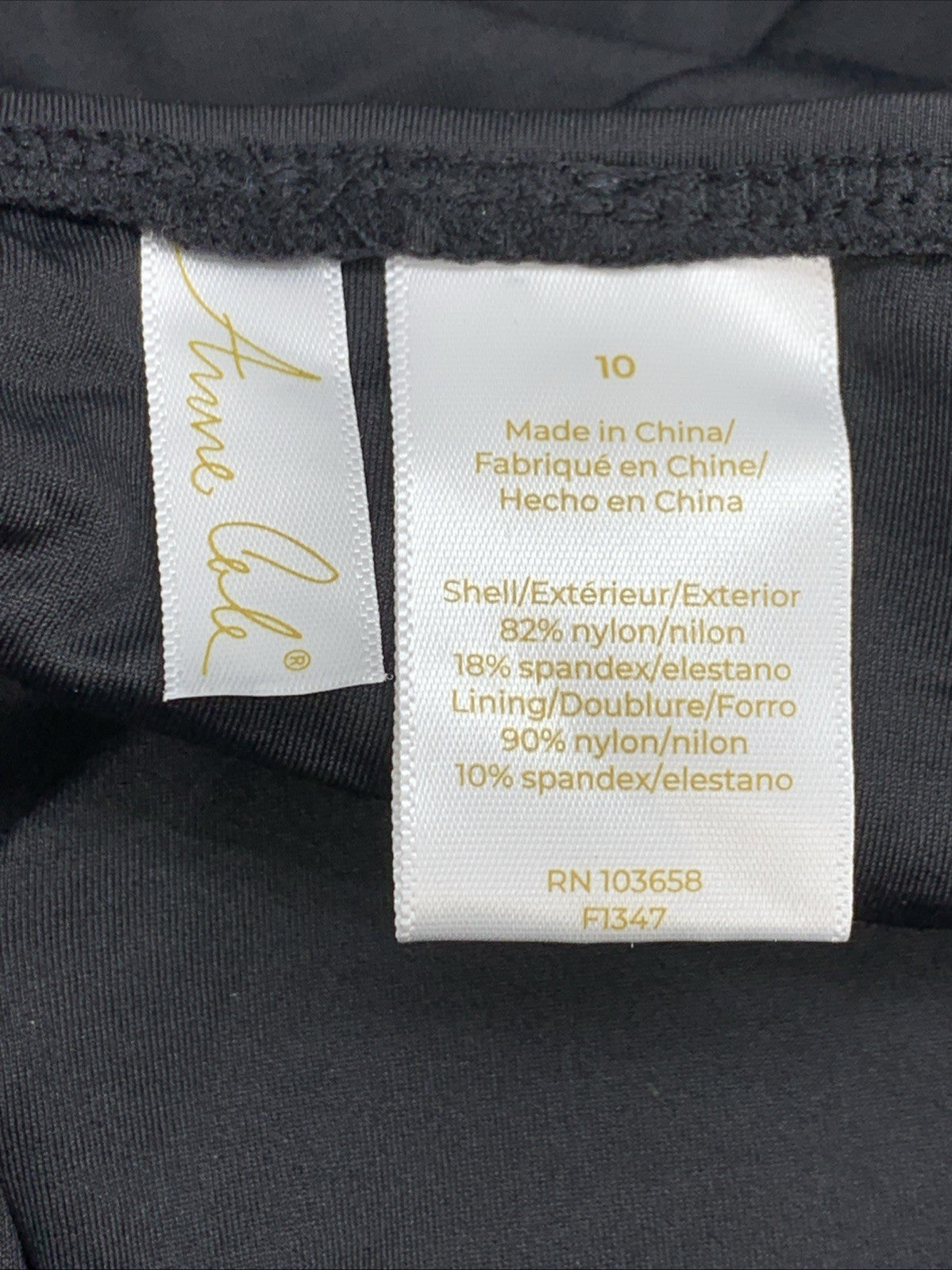 AnneCole Women's Standard Classic One Piece Swimsuit Size 10 Black Swimwear