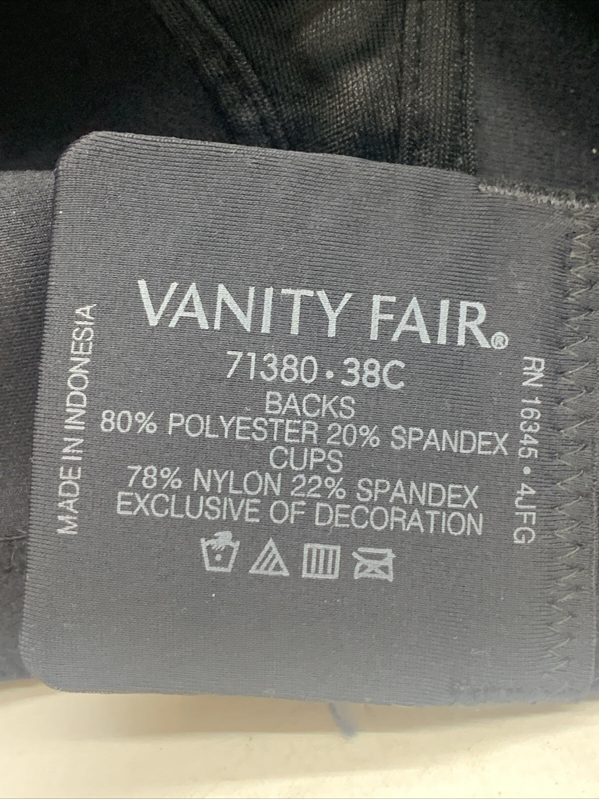 Vanity Fair Women's Beauty Back Smoother Full Figure Wirefree Bra 71380 Size 38C