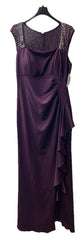 Alex Evenings Women's Long Cascade Ruffle Sleeveless Leg Slit Dress Size 14