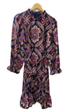Maggy London Women's Long Sleeve Ruffle Mock Neck Dress with Waist Tie Size 8