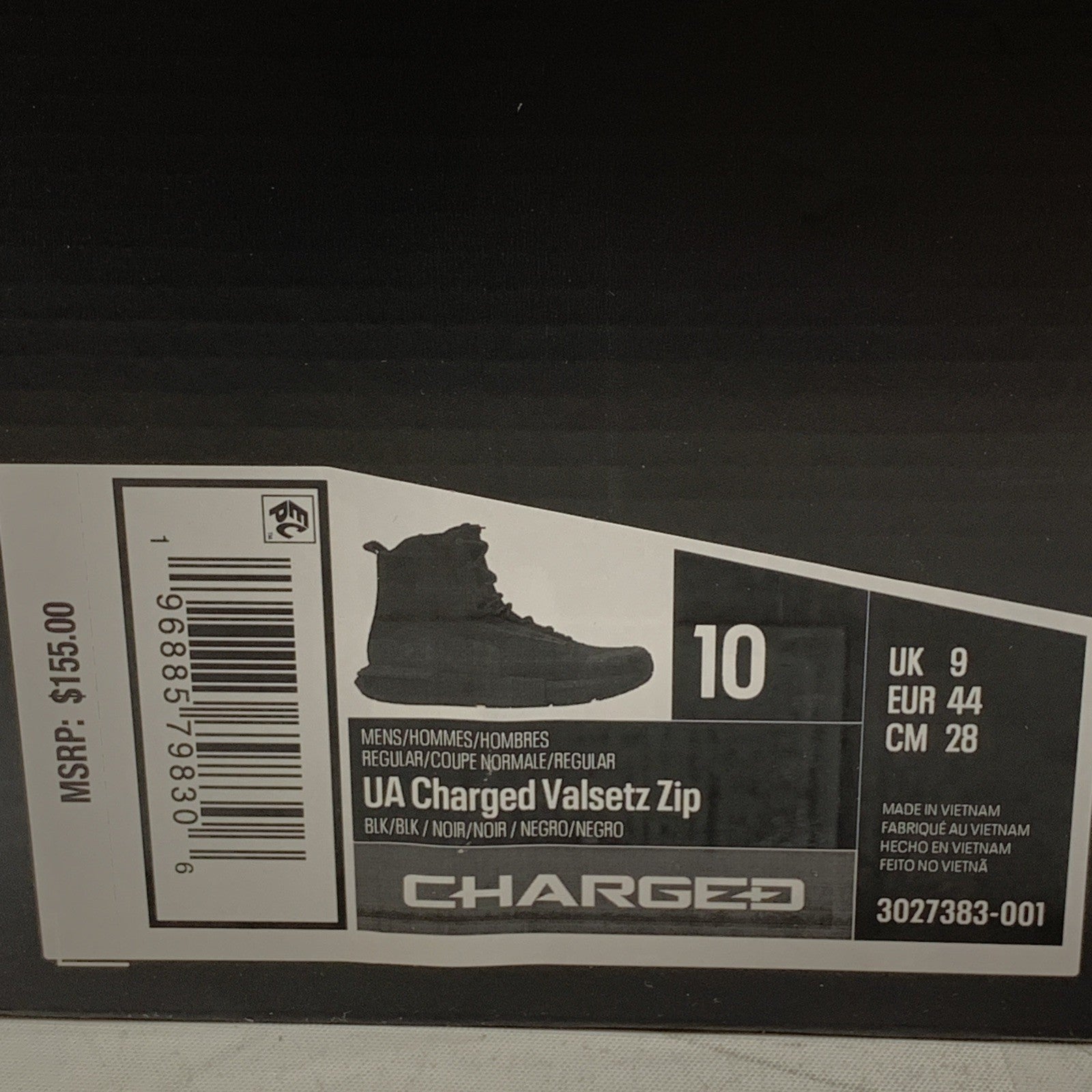 Under Armour Men's Charged Valsetz Side Zip Tactical Boots 3027383 Black Size 10