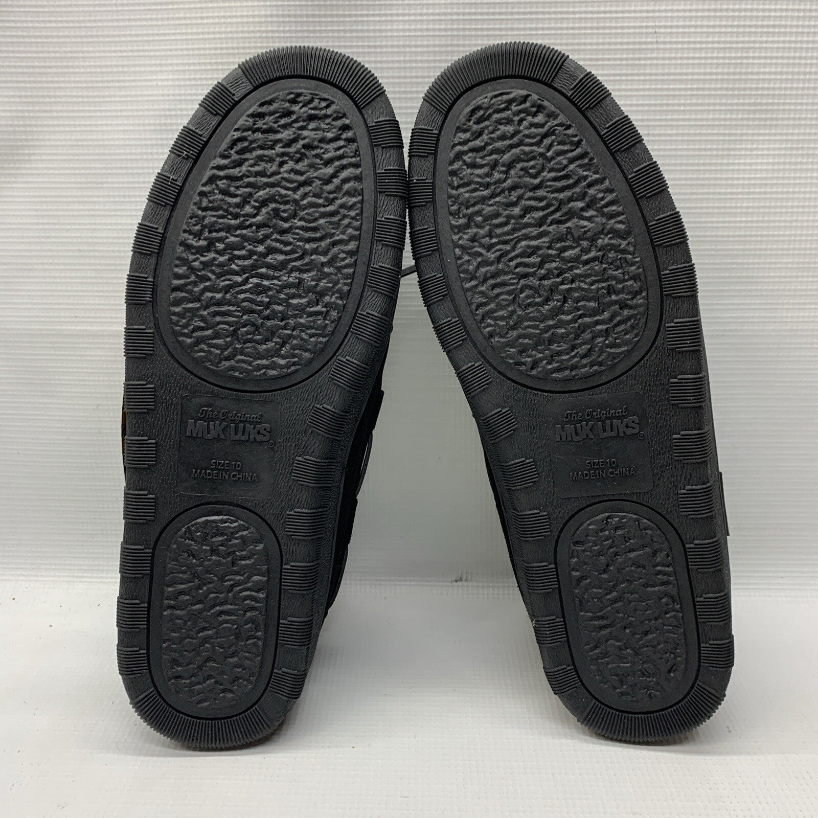 MUK LUKS Paul Printed Berber Suede Moccasin Men's Slipper Black Size 10 Casual