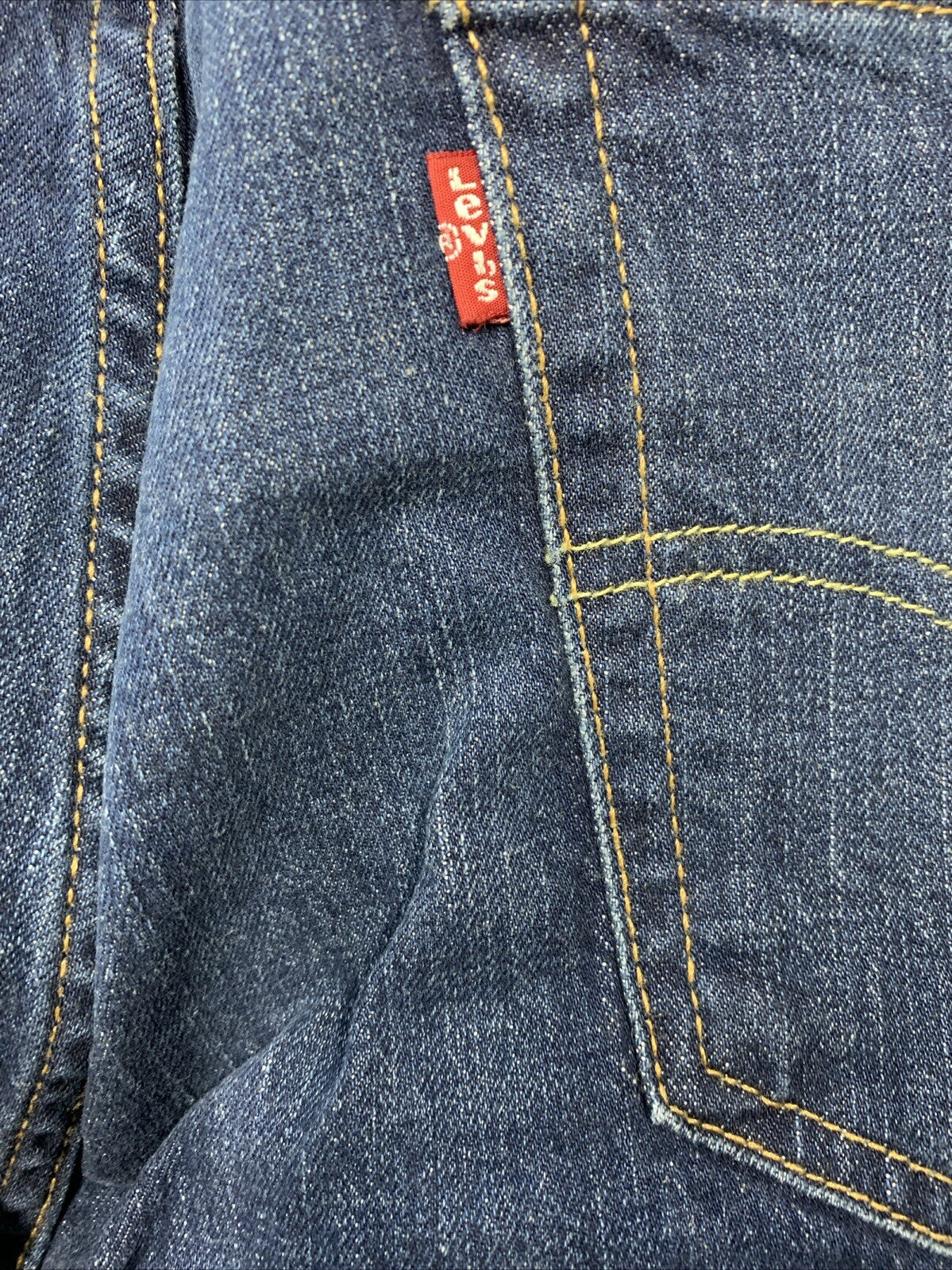 Jeans Men's 34X32 Regular Fit Nail Loop Knot Dark Indigo Wash Denim Long Pants