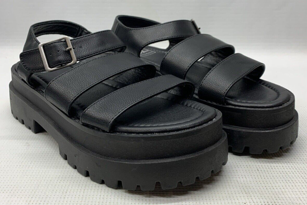 Dirty Laundry Womens Platform Gladiator Sandals Baddie Wedge Buckle Black Size 9